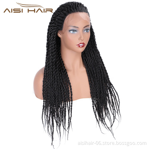 Aisi Hair Heat Resistant Synthetic Fiber Lace Front Twists Braids Wig Lace Front Long Braiding Wigs for Black Women